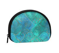 Turquoise Pattern Coin Purse with Zipper Mini Coin Pouch Small Change Wallet for Men Women Coin Bag Personalized Credit Card Bags Everything Storage Pouch for Headset ID Key Lipstick