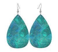 turquoise pattern earrings for women earings leather teardrop double sided earrings lightweight dangle earrings for women ear accessories jewelry fashion birthday gift