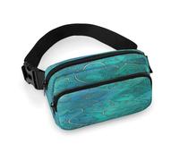 Turquoise Pattern Full Printed Fanny Pack,Zipper Belt Bag Cute Crossbody Bag Hip Bum Bag with Adjustable Strap