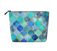 Turquoise Pattern Printed Make up Bag for Women Makeup Bags Zipper Travel Cosmetic Bags Pouch Organizer