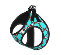 Turquoise Pattern Printing Dog Summer Harness With Leash Set,Adjustable And Reflective Step-In Puppy Pet Vest Harnesses