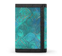 Turquoise Pattern Wallet,Credit Card Holder,Three-fold Wallet for Passport Covers, Purse Passport Bag for Men Women