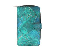 Turquoise Pattern Wallet Multifunctional Wallets for Men Compact Wallet Purse Passport Bag