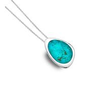 Turquoise Pendant Solid Silver 925 Hallmarked Real Stone All Chain Lengths