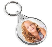 Turquoise Personalised Round Shape Custom Photo Gift Keyrings Circle Key Fobs 38 mm