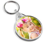 Turquoise Personalised Round Shape Custom Photo Gift Keyrings Circle Key Fobs 38 mm (Pack of 1)
