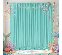 Turquoise Polyester Backdrop Curtains10 ft x 10 ft Photography Backdrop Drapes for Birthday Mermaid Party Decorations
