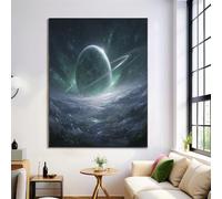 Turquoise Posters Wall Art, Fantasy Planet Canvas Picture Prints Modern Aesthetic Posters, Cosmic Landscape Wall Decoratio 70X100Cm Unframed Canvas Artwork For Living Room Bedroom