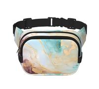 Turquoise Purple Marble Double Layer Waist Bag Pack Abstract Bum Bag Fanny Pack for Men Women, Adjustable Belt Bag for Travel Hiking Running Cycling Festival