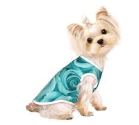 Turquoise Rose Small Dog Pet Clothes, Breathable Lightweight Soft Vest, Exquisite Personality Appearance.Good Warmth Retention.