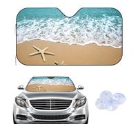 Turquoise Sea Car Sun Shade, Darkness Control Foldable Windshield Cover, Anti UV Dust Proof All Weather Heat Resistent Shield, Protector for Car SUV Van 140 x 70 cm