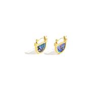 Turquoise Shell Earrings for Women, 18K Gold Plated Stainless Steel Natural Stone Fan Shaped Dangling Earrings Retro Art Fashion Gift Jewelry, L, Stainless Steel, No Gemstone