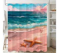 Turquoise Shower Curtain, Waterproof Extra Long Curtains for Bathroom Decor, Luxury Weighted Shower Curtain Sea View, for Bathroom Window Curtains, Quick Dry Wet Room, 150x170cm 60x67Inch J-611
