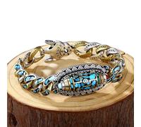 Turquoise Six-character Mantra Nine-eyed Dzi Bead Bracelet (B)