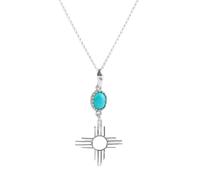 Turquoise Skies TSKIES Enchantment: Turquoise Sun Necklace, Sterling Silver, Turquoise