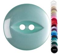 Turquoise Small Cardigan Buttons, 14 mm Fish Eye - Pack of 10 Matching Plastic Buttons for Toddler Cardigans, Baby Dresses, Light Knits, Knitting & Crafts - Giddy Square