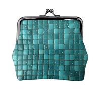 Turquoise Small Dot Tiles Coin Purse for Women, Small PU Leather Change Purse with Kiss Lock, Vintage Coin Wallet Card Holder, Mini Coin Pocket Pouch Change Holder for Travel, Party