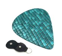 Turquoise Small Dot Tiles Guitar Picks 6 Pcs, 0.46mm Thickness Celluloid Plectrum with Leather Picks Holder, Personalized Guitar Pick for Bass Electric Acoustic Guitars Lovers Gift