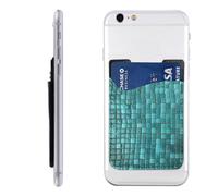 Turquoise Small Dot Tiles Phone Wallet Stick On, Leather Phone Card Holder, Adhesive Credit Card Holder for Phone Case, Id Card Pouch Sleeve Compatible for Most of Cellphone