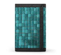 Turquoise Small Dot Tiles Trifold Wallet, Card Cases And Money Oganizer Thin Stylish Mini Coin Bag with Zipper Coin Pocket Credit for Men And Women