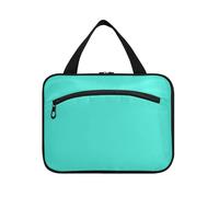 Turquoise Solid Color Pure Plain Hanging Travel Toiletry Bag for Women with Hook, Designer Chic Makeup Cosmetic Bag for Men Work organizador de maquillaje para L