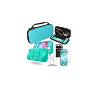 (Turquoise) Switch Lite Bundle - Case and Screen Protector, Hard Protective Carry Travel & Storage Case Cover, Ergo Grip Case, 2x Tempered Glass & 2m USB Cable