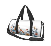 Turquoise Teal Floral Duffle Bag With Shoes Compartment And Adjustable Strap,Foldable Travel Duffel Bags For Men Women,Waterproof Duffel Bags, Black, One Size