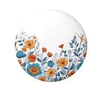 Turquoise Teal Floral Round Badge - Durable Tinplate Design With Full Single-Sided Print, Perfect For Custom Gifts & Apparel Decoration