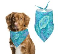 Turquoise Teal Paisley Pattern Dog Bandanas Puppy Triangle Kerchief Cat Scarfs Washable Bibs Pet Gifts