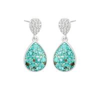 Turquoise Teardrop Earrings for Women, Dangle Drop Earrings in Natural Gemstone, Nature Jewelry Gift for Her, Mid, Brass, No Gemstone