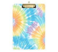 Turquoise tie-dye background rainbow colors flip clipboard hard board for nurses home contractor size 9 x 12