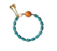 Turquoise Tiger Eye Magpie Handmade Bracelet, Handmade Natural Turquoise Irregular Bead Bracelet, Symbolizing Peace And Tranquility, Suitable For Both Men And Women (B)