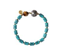 Turquoise Tiger’s Eye Healing Beaded Stretch Bracelet, Natural Gemstone Chakra Balance Protection Spiritual Bracelet, Handmade Crystal Energy Jewelry for Women (A)