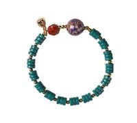 Turquoise Tiger’s Eye Healing Beaded Stretch Bracelet, Natural Gemstone Chakra Balance Protection Spiritual Bracelet, Handmade Crystal Energy Jewelry for Women (C)
