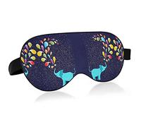 Turquoise Tiny Elephant Colorful Spraying Water Drops Eye Masks Cover Blocks Light Sleep Mask Shade Cover Blindfold Relaxing Eyeshade Cover with Adjustable Head Strap for Men Women Kids
