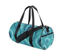Turquoise Vintage Morning Glory Waterproof Duffel Bag Sports Shoulder Weekender Overnight Bag