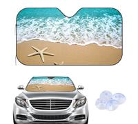 Turquoise Wave Beach Windscreen Cover Sunshades, Frost Car Windscreen Cover for Winter, Car Accessories Frost Gifts Wind Screen Protector Windshield for Suv Van (135× 60 cm)