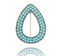 Turquoise West Cowboy Oval Tear Drop Brooch Pin for Women Retro Brooches Pins Classic Fashion Jewelry Accessories Gift, Metal, no gemstone