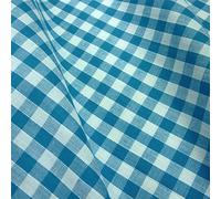 Turquoise & White 1/4" (7 mm) Corded Polycotton Gingham Fabric (Per Metre)