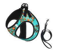 Turquoise Wonders Print Pet Leash Vest,Breathable Mesh Pet Harness, Reflective For Small Medium Dogs Safe Easy Walking