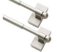 Turquoize 5/8" Multi-Use Versatile Adjustable Appliance Magnetic Rod Extends from 16 inch to 28 inch Magnetic Cafe Curtain Rod 16-28 Inch 2 Pack Nikel