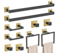 TURS 10-Piece Bathroom Hardware Accessories Set Black&Gold Towel Bar Holder Set SUS304 Stainless Steel Towel Racks for Bathroom Wall Mounted, 23.6-Inch