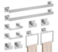 TURS 10-Piece Bathroom Hardware Accessories Set Brushed Nickel Towel Bar Holder Set SUS304 Stainless Steel Towel Racks for Bathroom Wall Mounted, 23.6-Inch