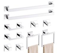 TURS 10-Piece Bathroom Hardware Accessories Set Chrome Towel Bar Holder Set SUS304 Stainless Steel Towel Racks for Bathroom Wall Mounted, 23.6-Inch