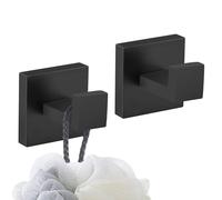 Turs 2 Pack Matte Black Towel Hooks, 304 Stainless Steel Robe Hooks for Bathrooms Wall Mounted, Anti-Rust Waterproof Coat Hooks for Kitchen, Bedroom, Closet
