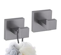 TURS 2 Pack Stainless Steel Towel Hooks, Coat Hooks, Clothes Robe Hook, Bathroom Kitchen Hotel Garage Stainless Steel Door Hanger Wall Mounted,Gunmetal Grey