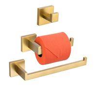 TURS 3 Pcs Square Style Towel Ring,Contemporary Wall-mounted Brushed Gold