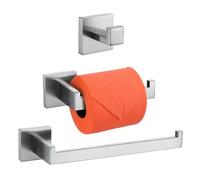 TURS 3 Pieces Brushed bathroom Accessory Set, Toilet Roll Holder and Towel Rail, Metal Towel Bar Robe Hook,SUS 304 Stainless Steel Wall Mount