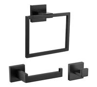TURS 3 Pieces Towel Ring Toilet Roll Holder and Towel Rail Set,Matte Black