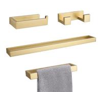 TURS 4 Pieces Bathroom Accessories Set,Bathroom Accessory 304 Stainless Steel,Bathroom Towel and Toilet Roll Holder Set,Bathroom Towel Rail Sets,Brushed Gold Finish